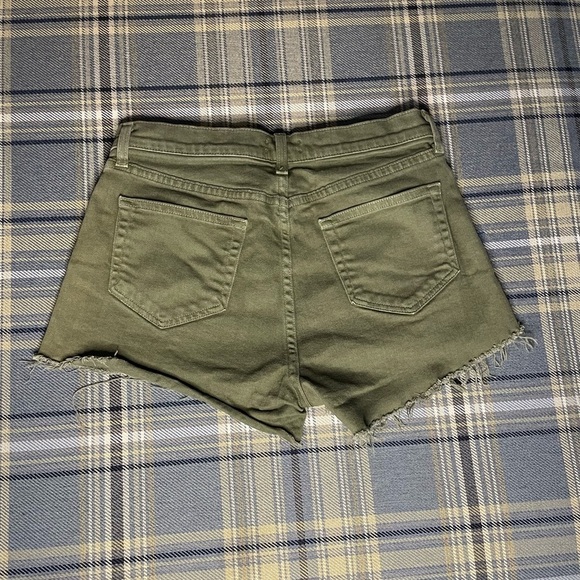 L’AGENCE High Rise Khaki Green Cut off Ryland Denim Shorts - Picture 7 of 7